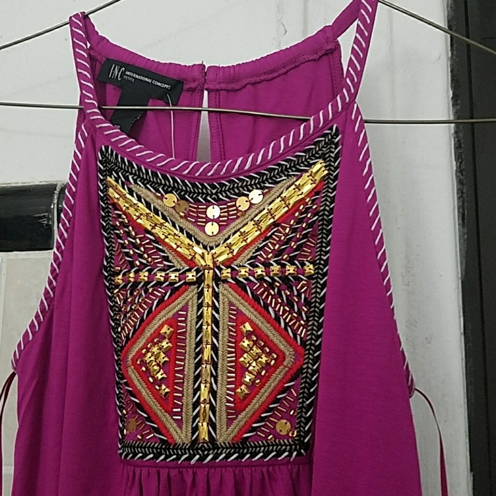 INC magenta embellished dress